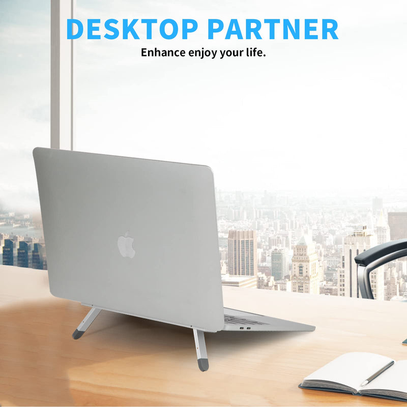 Riser for Desk,Pop up Laptop Stand,Adjustable Height Self-Adhesive Portable Laptop Stand with Feet, Extend Leg,Foldable Computer Stand for 10”-17” Models MacBook Air, Keyboard etc.