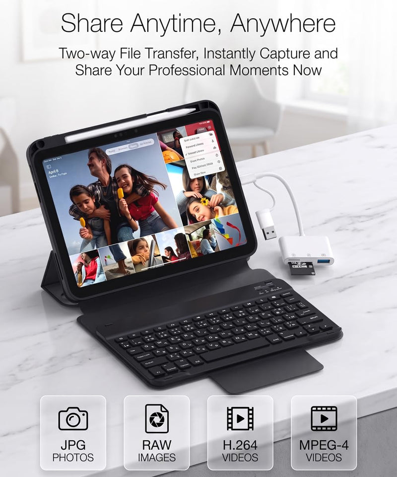 USB C & USB to SD Micro SD Memory Card Reader Digital Camera Viewer Adapter | SD and Micro SD Card Reader with USB Port Adapter for iPhone iPad, Android Phone Tablet, Mac, PC, Laptop Computer Plug & Play