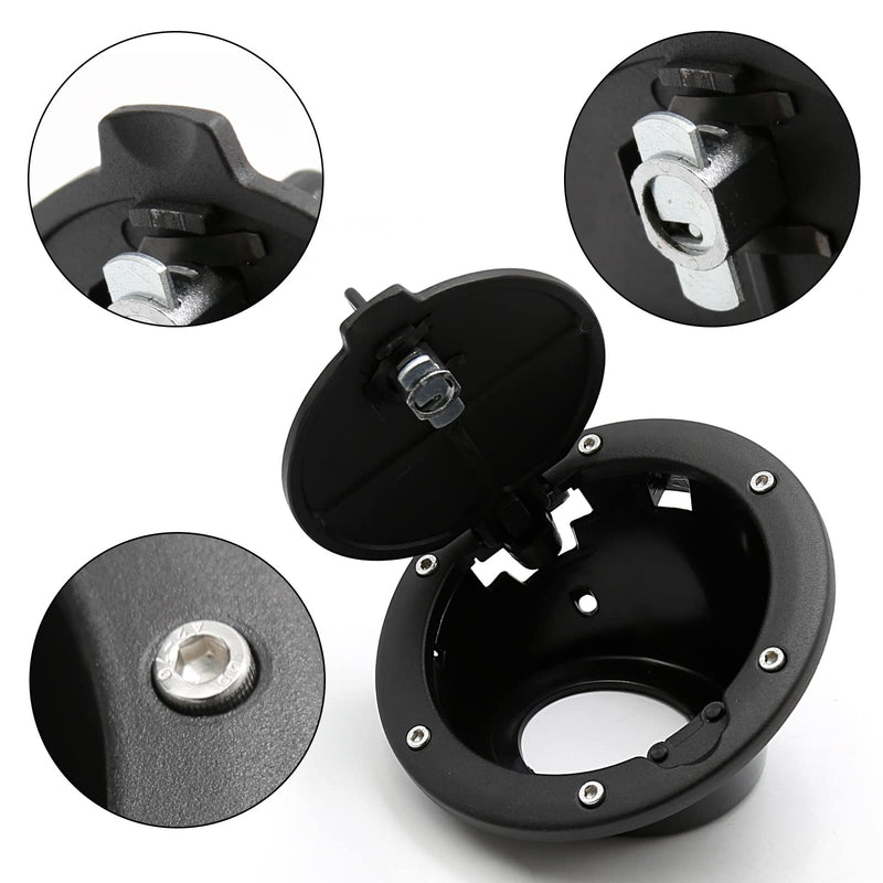 Fuel Tank Filler Cap, Fuel Filler Door Locking Gas Tank Cover, Fuel Filler Door Lock Fuel Cap with keys Replacement for Jeep Wrangler JK Unlimited Rubicon Sahara 2007-2018