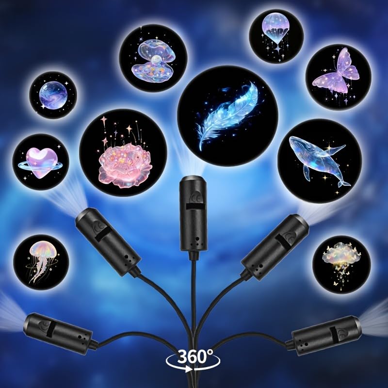 10pcs Portable USB LED Projector Lamp | Marine & Nature Projections, Whale, Butterfly, Jellyfish, Starfish, Wall/Ceiling Compatible, Birthday Gift