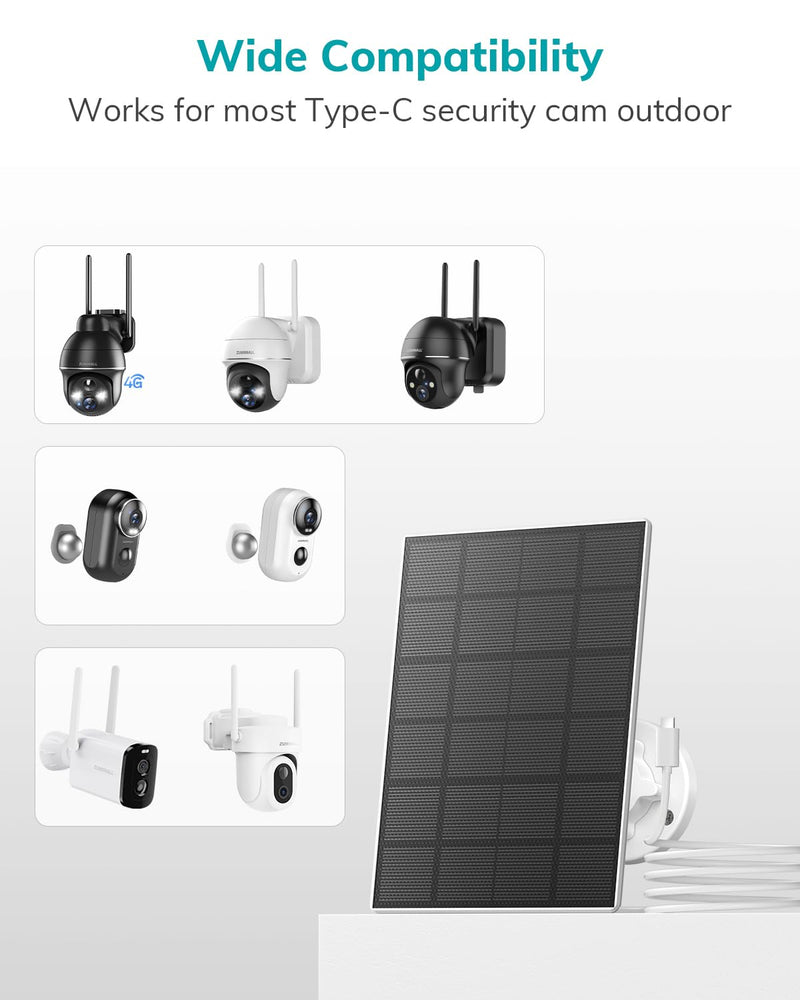 ZUMIMALL Security Cameras Wireless Outdoor with Magnetic Mount, 2K, 2.4G WiFi,3W Solar Panel with 10ft Type C Cable