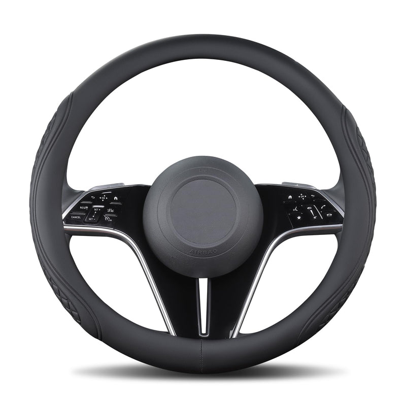 Leather Steering Wheel Cover Compatible with GMC Sierra 1500 2500 3500 HD Terrain Yukon Acadia Canyon Denali Crew Cab Elevation Double AT4 SLT SLE Limited XL Truck SUV Accessories, Black 2026