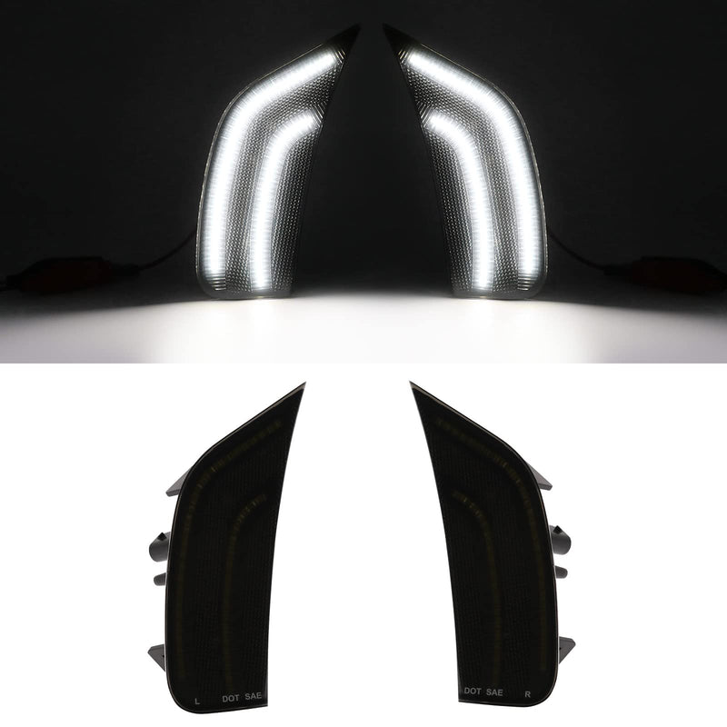 Smoked Lens LED Side Marker Lamp Compatible with 2021-2024 Yukon/Yukon Denali/Yukon XL/Tahoe/Escalade/Suburban/Escalade ESV Driver Passenger Sidemarkers Lamp White Front Turn Singal Lights Smoked Lens+White Light
