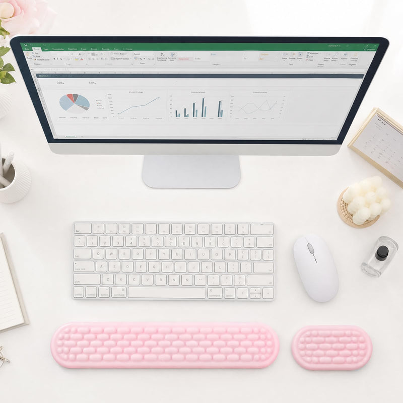 Ergonomic Keyboard Wrist Rest & Mouse Pad with Wrist Rest Set, Pink | Ergonomic Design，Memory Foam Wrist Support, Non-Slip Base, Office and Home Use，Office Desk Accessory