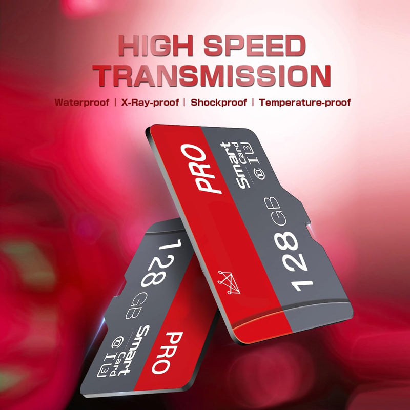 128GB Micro Memory Card Class 10 Memory Cards Mini TF Card with Adapter for Smartphones/Tablet/Drone/Game Console 128GB