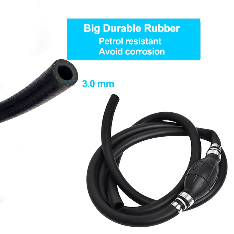 3/8 Inch 6FT boat fuel line with primer bulb Nylon Braided Fuel Line Assembly 3/8" 10mm Hose Line Universal Fuel Line with Primer Bulb Steel Hose Clamps for Marine Outboard Boat Motor RVs