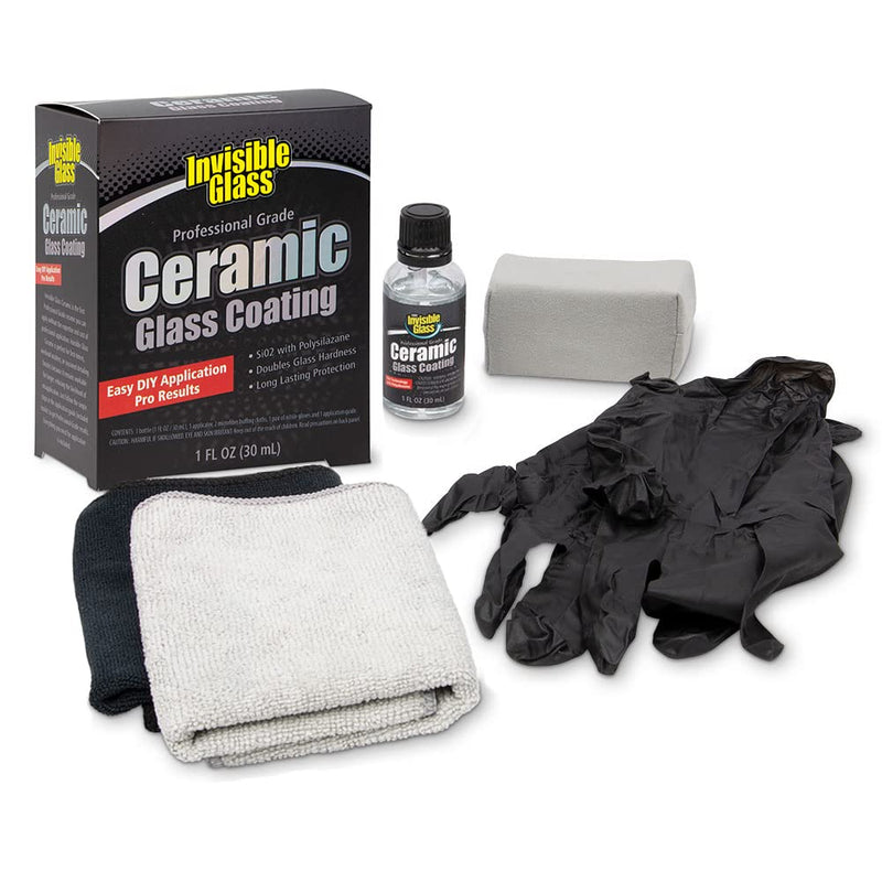 Invisible Glass 95151 Professional Grade Ceramic Glass Coating Kit Provides Long-Lasting Heat Resistant Hydrophobic Protection From Scratches, Chemicals, and Weather - Repels Rain, Ice and Snow, 30 mL