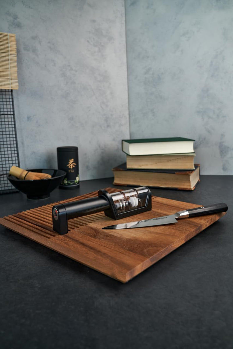 ZWILLING MIYABI Knife Sharpener, Ceramic & Diamond Discs, Matte Black