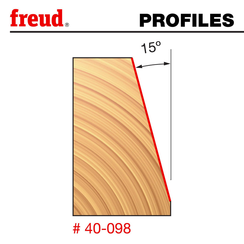Freud 40-098: 1" (Dia.) Chamfer Bit with 1/2" Shank | 15° Angle, 2 Cutters, TiCo Hi-Density Carbide for Maximum Performance - Ideal for Edge Treatment & Joinery - 40-098
