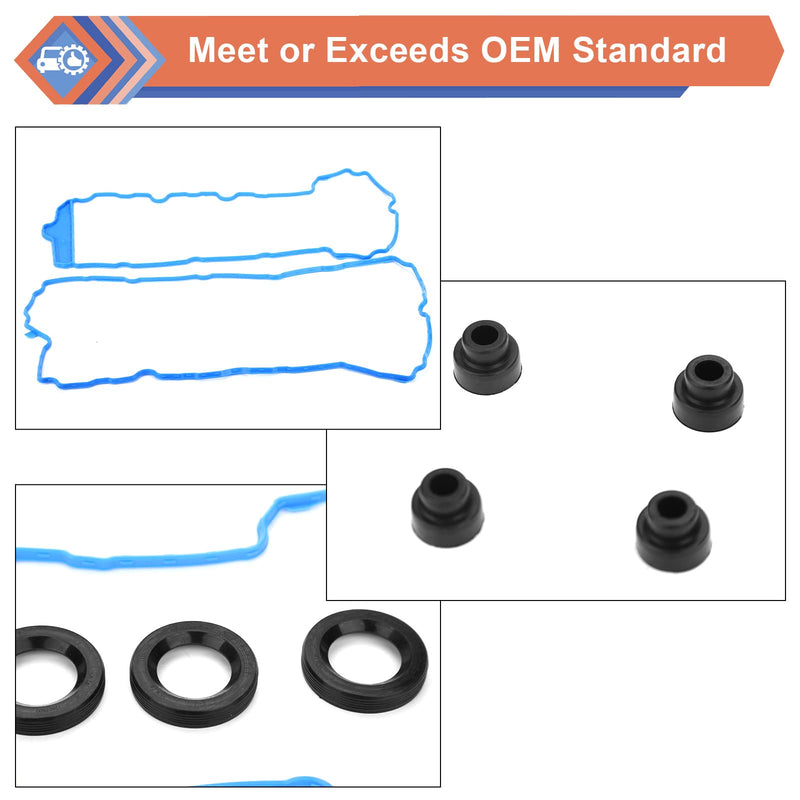 Engine Valve Cover Gasket Set Compatible with Buick Cadillac Chevy GMC Vehicle 2008-2017 Lacrosse Enclave, CTS XTS STS ATS, Impala Traverse Equinox Camaro, Terrain Acadia, Replace#VS50502, VS50808R