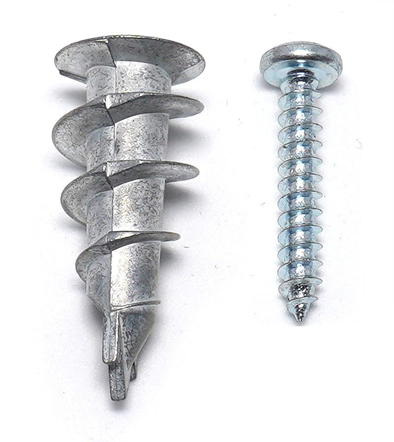 CONFAST Zinc Self-Drilling Metal Drywall Anchors Kit with Screws, 200 Pieces (100 Anchors + 100 Pcs 1" Screws), #8 Wall Anchors for Drywall, Sheetrock, and Hollow-Wall Installation