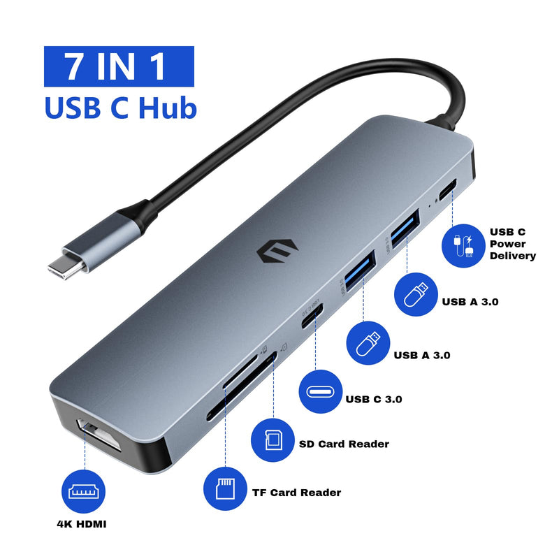 Tiergrade USB C Hub Multiport Adapter, 7-in-1 USB C Docking Station with HDMI, 100W PD Charging Port, 2 USB 3.0, USB C 3.0, SD/Micro SD Card Reader