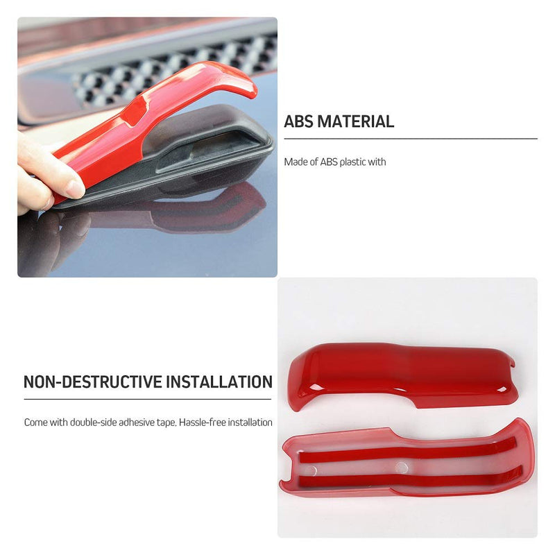 CheroCar JL JT Engine Hood Hinge Cover Decoration Cover Stickers Exterior Accessories for Jeep Wrangler JL 2018-2021, for 2020-2021Jeep Gladiator JT, Red