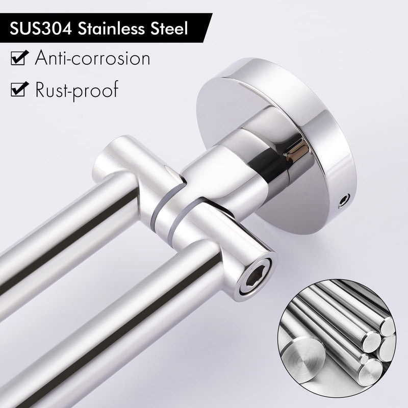 KES Swivel Towel Bar for Bathroom 9-Inch Kitchen Swing Out Double Towel Bar 2-Arm Kitchen Wall Mounted SUS 304 Stainless Steel Polished, A2106S23 Polished Finish