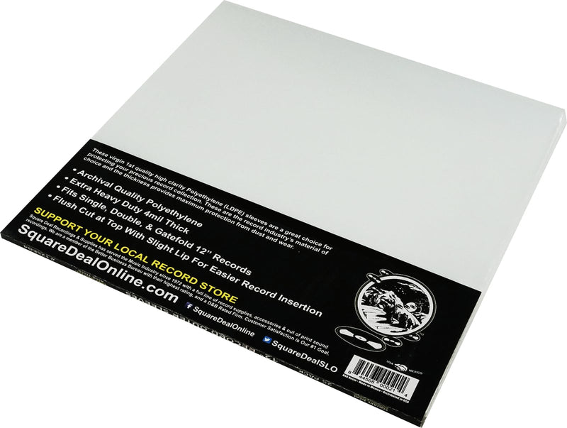 (25) 12" Record Outer Sleeves - Extra Heavy Duty 4 Mil Thick - Soft Polyethylene - 12-3/4" x 12-1/2" - Archival Quality 25