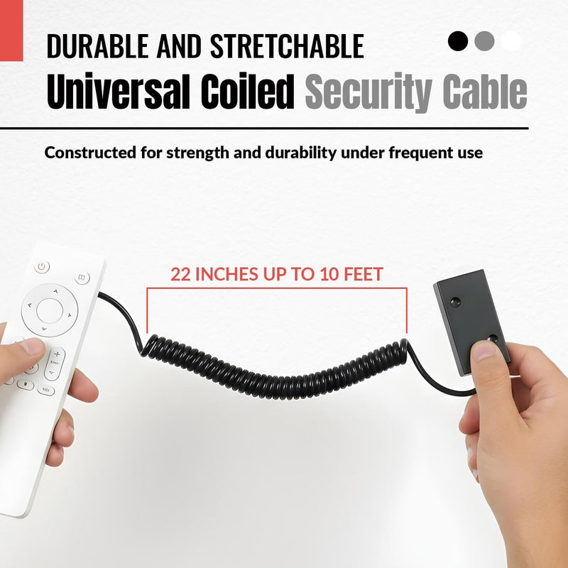  [AUSTRALIA] - Universal Coiled Security Cable Bulk Pricing Available - Remote Control Tether Security Cable Leash with Hook and Loop Fastener Tape and Double-Sided Tape - Anderic - CBL02