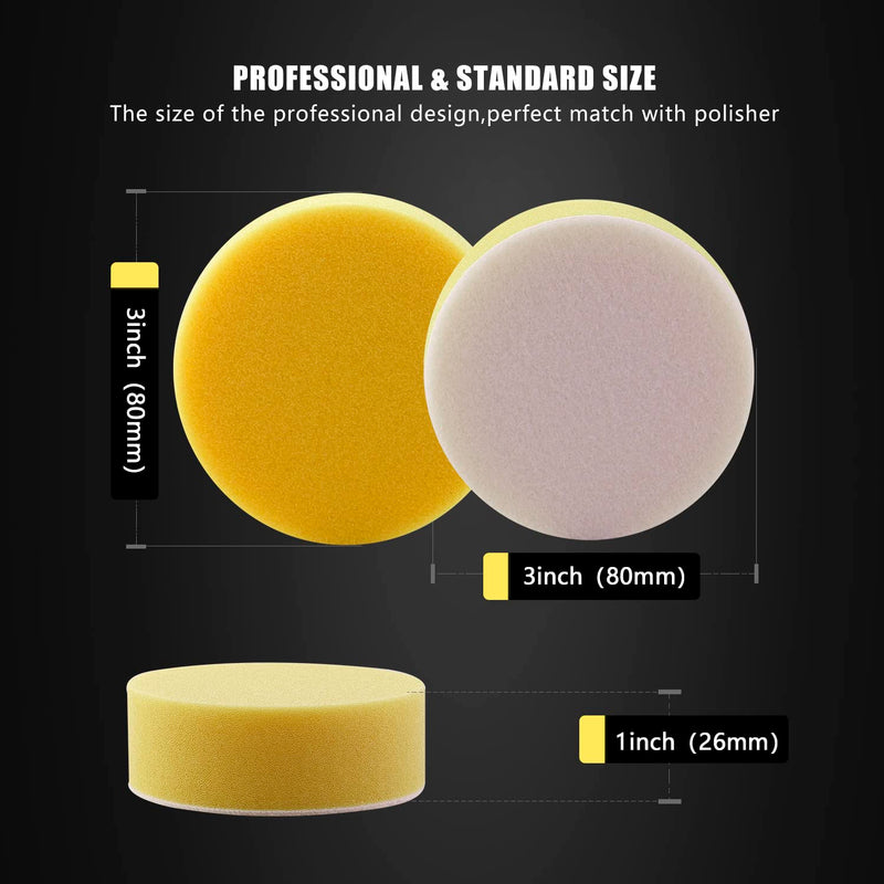 Polishing Pad, ZFE 50pcs 3 inch/80 mm Sponge Buffing Pads, Foam Polishing Pad Kit for Car Sanding, Polishing and Waxing 3 inch 50PCs
