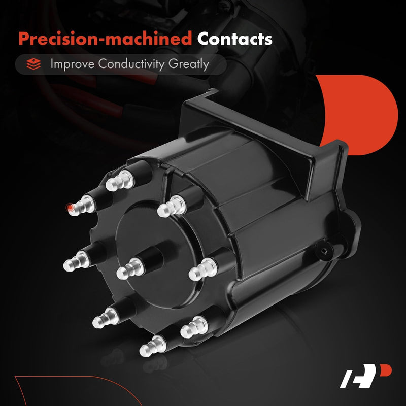 A-Premium Ignition Distributor Cap Compatible with GMC, Chevy & Cadillac Vehicles - V8 Engine - C/K Pickup, Express, Suburban 1500 2500 3500, Yukou, Brougham, Firebird, Blazer - 1987-1995