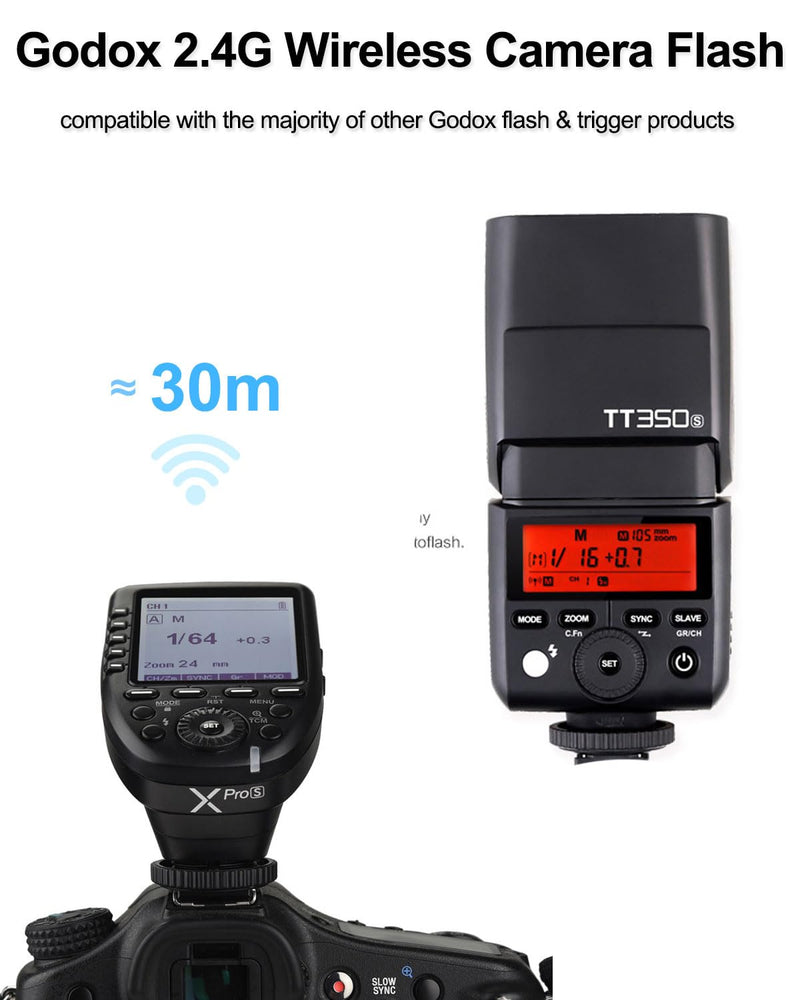 Godox TT350 Mini Thinklite TTL Flash for Sony Cameras (TT350S) – 2.4G Wireless, GN36, 1/8000s HSS Speedlite with Diffuser & Filter