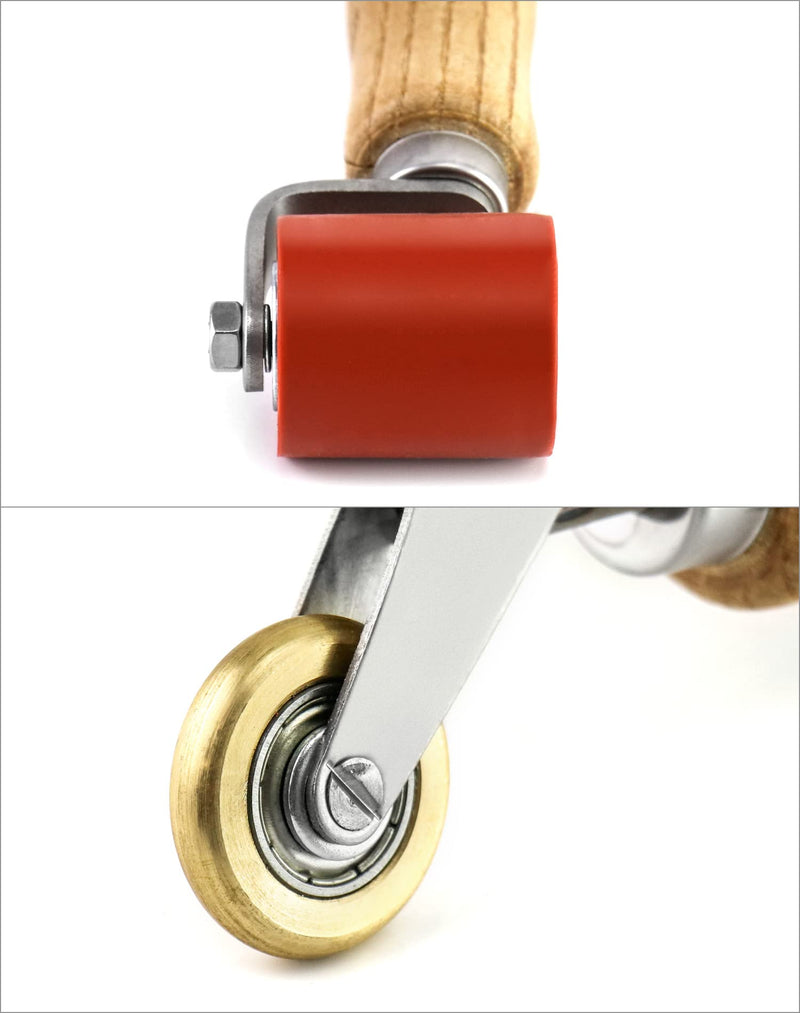QWORK Seam Roller, 40mm Silicone Seam Roller with 6mm Brass Detail Penny Roller, Smoothing Seam Roller Tool for PVC/TPO/EPDM Single Ply Roofing Tape Seam Roller with Detail Penny Roller 1 Pc