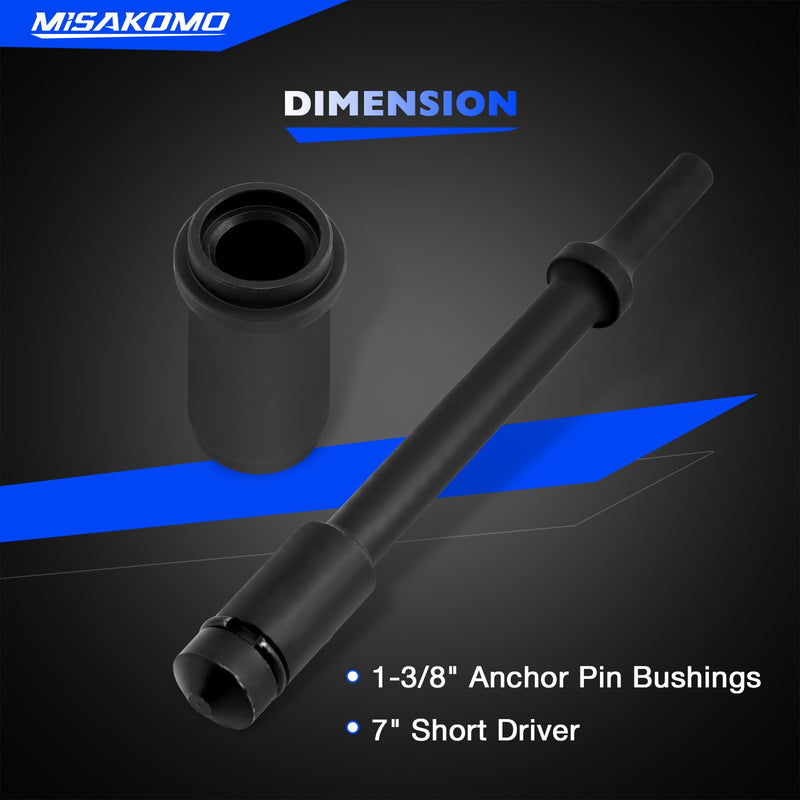29450 Short Anchor Pin Bushing Driver, Pneumatic Bushing Driver Set Fits for Removal and Installation Truck & Trailers, 1-3/8" Anchor Bushings 7" Anchor Pins Truck Repair Tools 29450