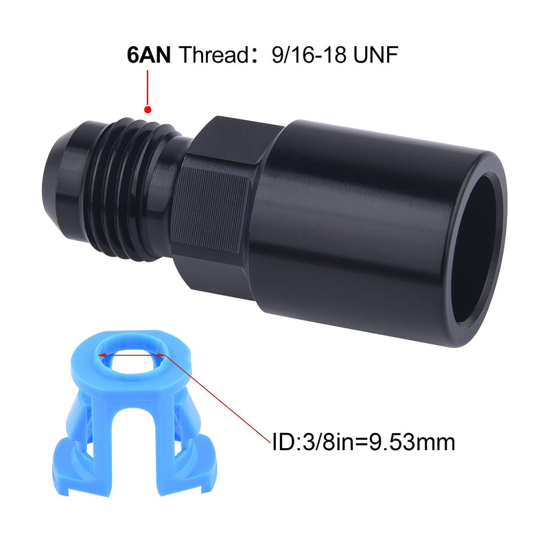 EVIL ENERGY 6AN Male to 3/8" SAE Quick-Disconnect Female Push-On EFI Fuel Rail Fitting 6AN to 3/8 Straight