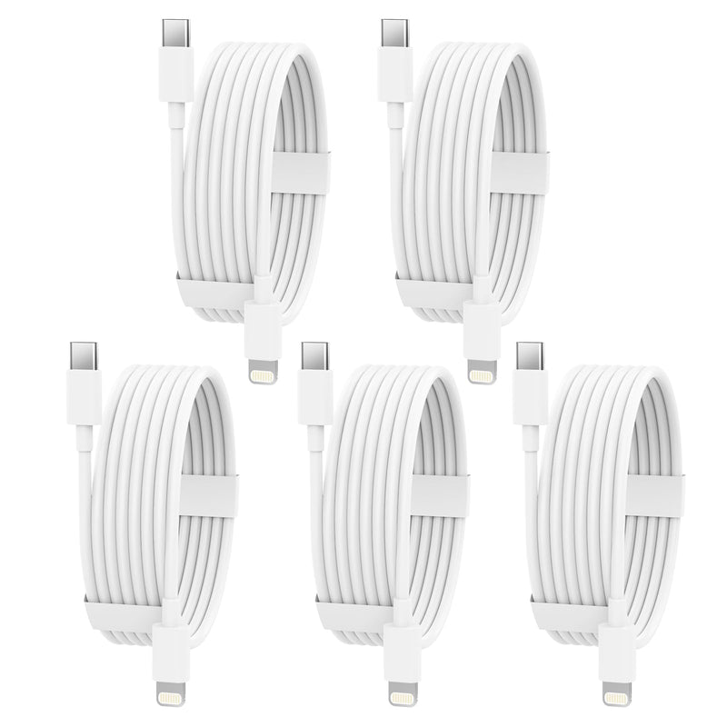 USB C to Lightning Cable 5 Pack 6FT [Apple MFi Certified] iPhone Fast Charger Fast Charging Type c to Lightning Cable for iPhone 14 13 12 11 Pro Max Xr Xs 8 and More - White