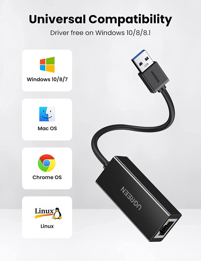 UGREEN Cat 8 Ethernet Cable 40Gbps Bundle with UGREEN USB 3.0 Ethernet Adapter