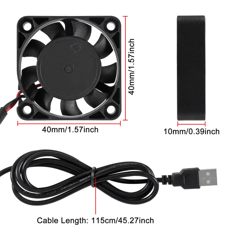 4pcs 40mm USB Brushless Cooling Fan 40mm x10mm DC 5V Quiet Cooling Fan 4010 Mini Computer Fan for Small Appliances Series Replacement 4010 5V USB