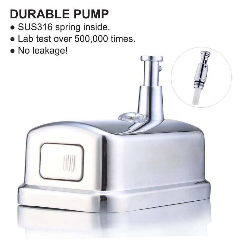 Commercial Soap Dispenser Wall Mount Stainless Steel Manual Liquid Pump Rust-Proof Leak Free for Bathroom (17 fl oz / 500ml) 17 fl oz