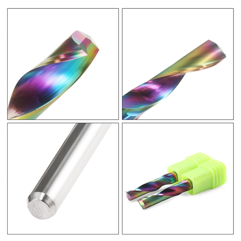 CNC Router Bits Single Flute End Mill for Aluminum Cutting - 1/8 Inch (3.175mm) Shank Solid Carbide Spiral Router Bits with DLC Coating, 3/5'' (15mm) Cutting Length CNC Bits Milling Cutter (10PCS) 10 1/8" Shank-3/5" Cutting Length