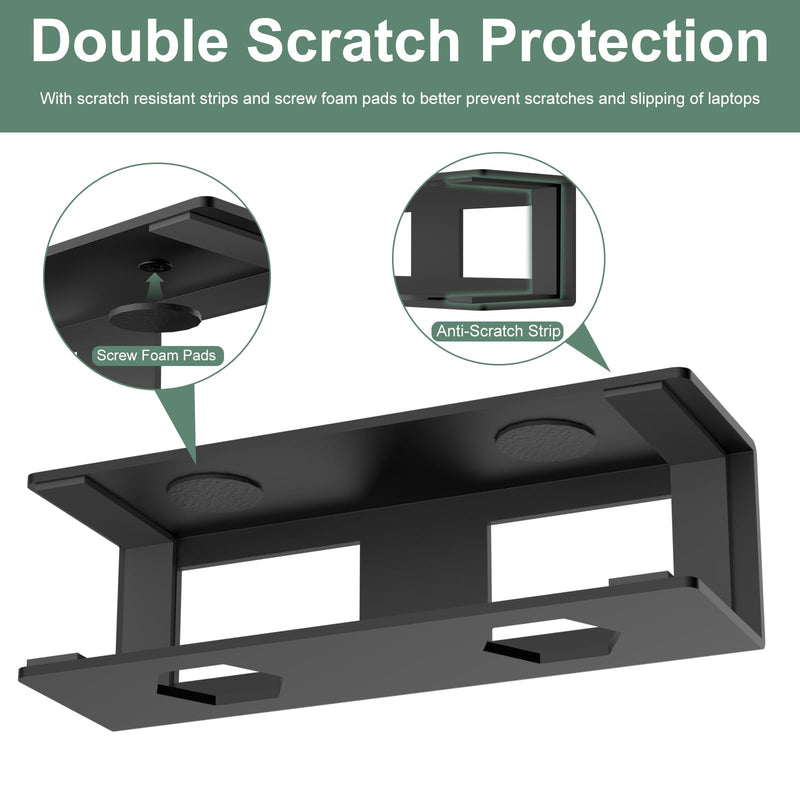 Under Desk Laptop Mount Metal Under Desk Laptop Holder with Anti-Scratch Pads Compatible with Lenovo HP Asus Acer Laptop,Mac Mini,Macbook,Keyboard Under Desk Shelf Tray with Headphone Hanger