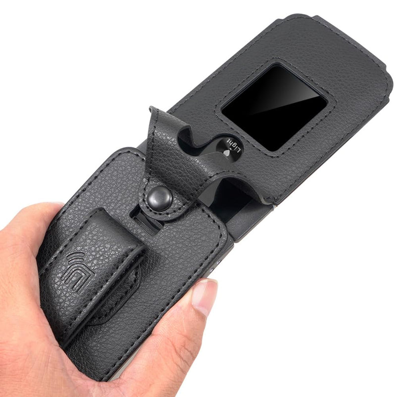Nakedcellphone Fitted Series for Lively Jitterbug Flip 3 Phone Case - Black | Vegan Leather, Form-Fit Cover, with Screen Protection, Keypad Guard, Rotating Metal Belt Clip, For Jitterbug Flip3 (2026)