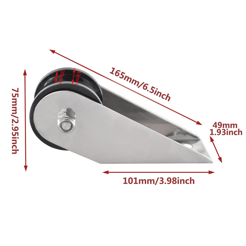 Bow Boat Anchor Roller 160mm Boat Stainless Steel Bow Anchor Roller Rubber Lift Roller for Yacht Fishing Boat
