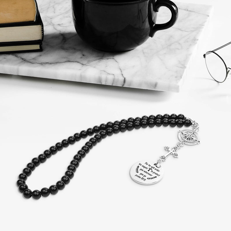 Religious Gifts for Women Men - Cross for Rear View Mirror Psalm 91:11 Bible Verse Christian Car Accessories Car Charm Gifts for Birthday Driver