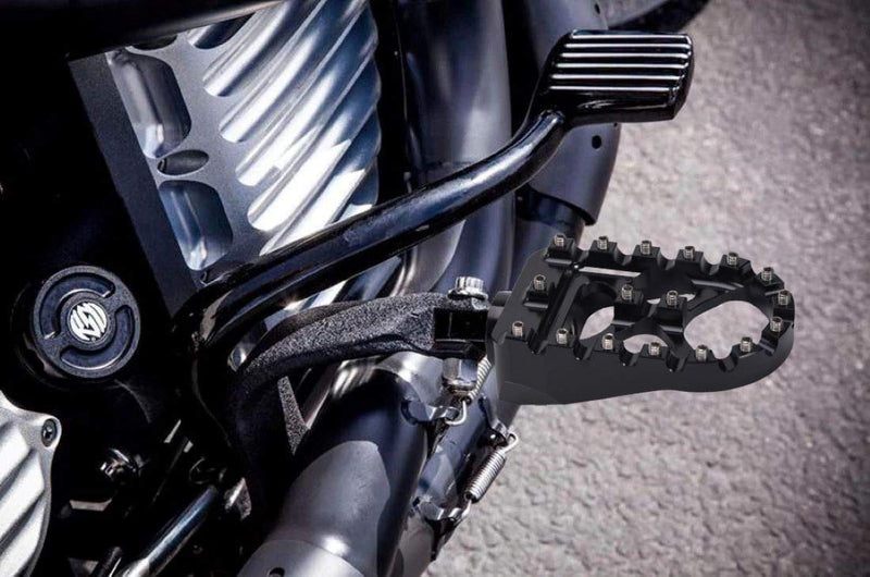CNC Wide Foot Pegs 360° Roating MX Chopper Bobber Style for harley Dyna Sportster Fatboy Iron 883,Black black