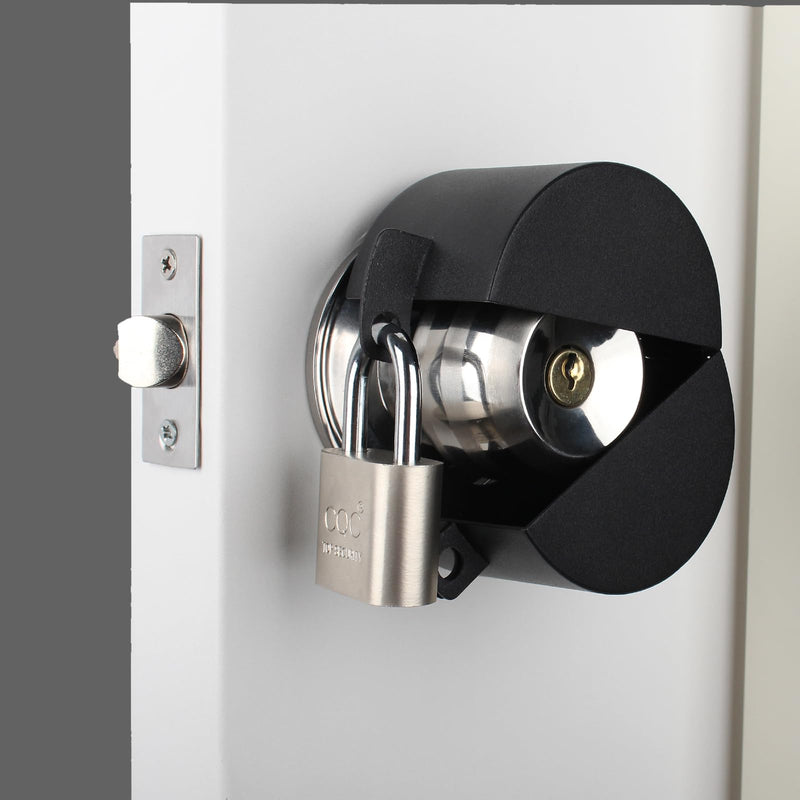 Door Knob Lockout Device with Padlock,Cover to Disable The Doorknob, Prevents Turning of Door Knob and Access to Keyhole, Prevents Operating The Knob,Black Black