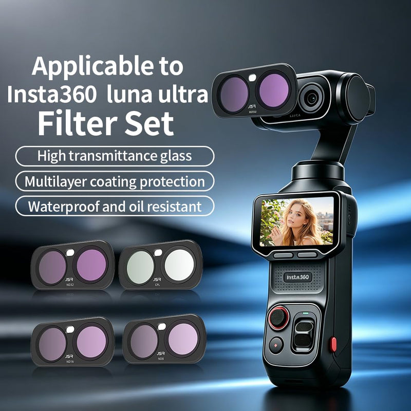 Coyktonty Filter Kit for Insta360 Luna Ultra Accessories,HD Optical Glass, Multi-Coated, Aluminum Frames (Star+CPL+ND8+ND16+ND32+ND64+Night+Black 1/4) STAR+CPL+ND8+ND16+ND32+ND64+NIGHT+Black 1/4
