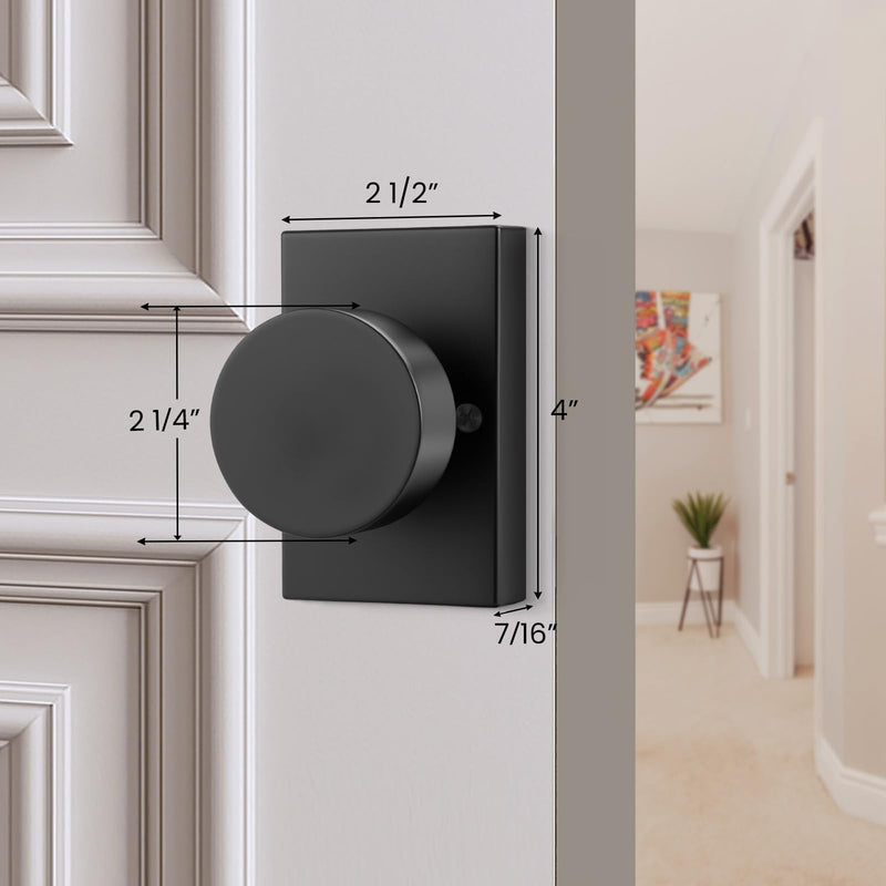 Dummy Door Knobs Black, Heavy Duty Zinc Alloy Closet Door Knobs Interior, No-Turning Single Side (4 Pieces/2 Pack) Dummy 2