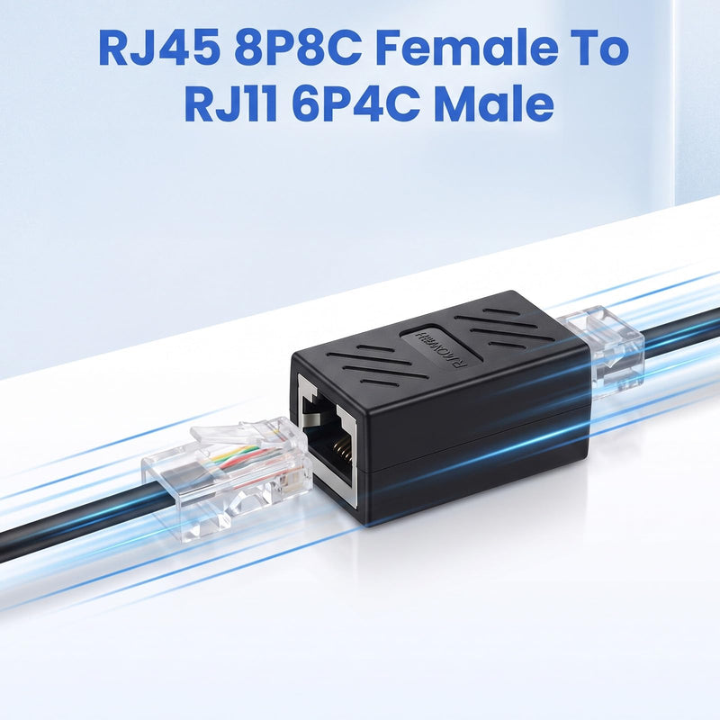 RJ11 to RJ45 Adapter Phone Jack to Ethernet Cable Adapter | RJ45 8P8C Female to RJ11 6P4C Male, for Landline Telephone Service