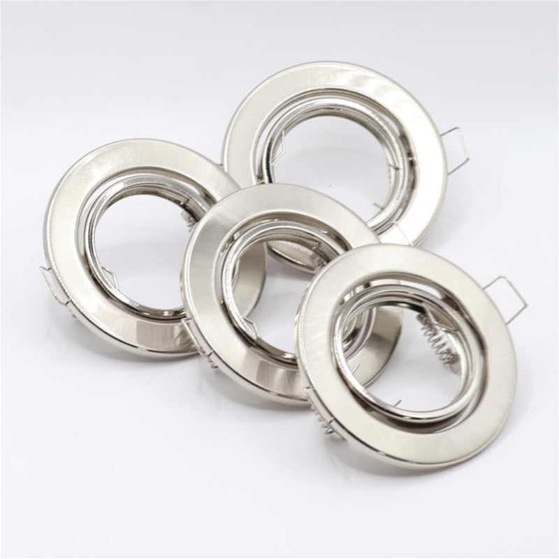 10 Pack Round Recessed Spotlights Trim Ring Fitting GU10 Light Mounting Frame with MR16 Lamp Holder for Ceiling Spotlight MR16 and 50mm Bulb Halogen Light Fitting Satin Nickel 1379MA-10pack