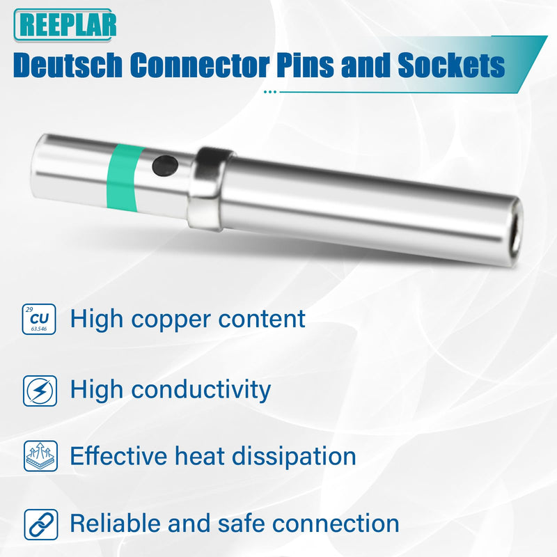 180PCS Deutsch Connector Pins and Sockets, Barrel Style Contact Pin Kit, Sizes 12/16/20 Male and Female Solid Terminals, Wire Gauge Range 12-22 AWG for Deutsch DTP, DT, DTM Series Connectors