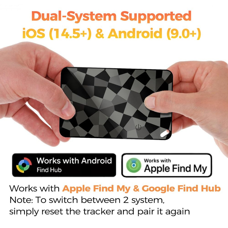 (2 Pack) Wallet Tracker Card (iOS & Android) Ultra-Thin Bluetooth Smart Card Tracking Card Item Tracker Work with Apple Find My & Google Find Hub, IPX4 Rechargeable GPS Tracker for Wallet Passport
