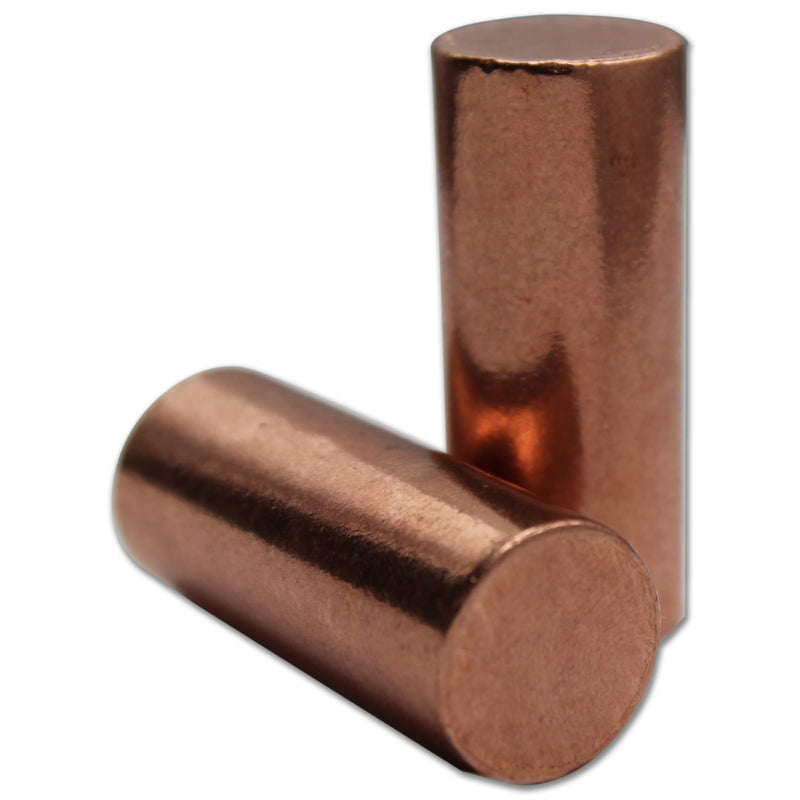 Premium Copper Round Rod Set - 2 Piece (1.8" x 0.75") - 99.9% Pure - Velvet Pouch & Authenticity Certificate Included by Mint State Gold