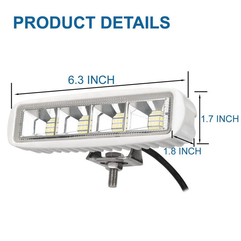 Young Marine Waterproof 6" 72W LED Boat Spotlights - 4000LM, 120 Flood Light, 2 Pack, 12/24 V White