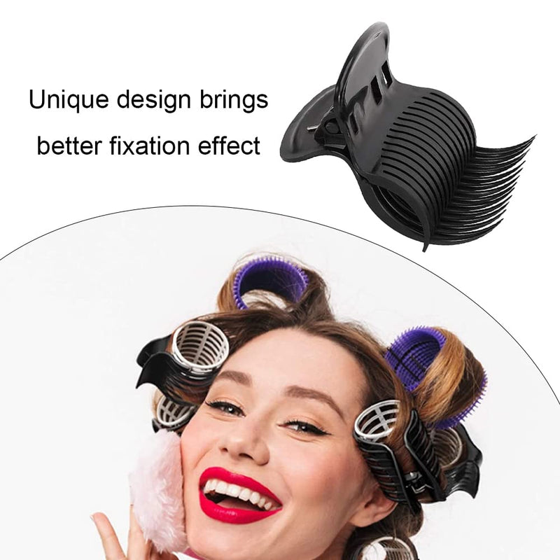 12 Pcs Hot Roller Clips Plastic Hair Curler Claw Clips Hair Section Stylings for Women Girls (Black)