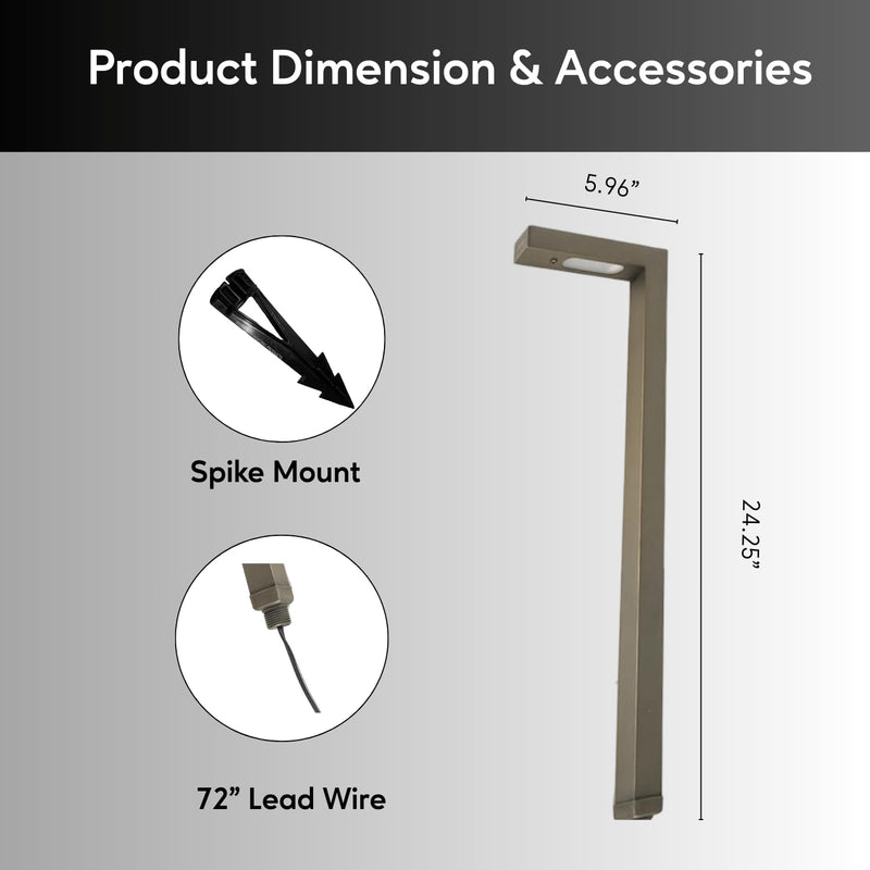 Ironsmith Lighting Products 12V Low Voltage Landscape Path Lights: Brass Wired, Outdoor LED and Halogen Waterproof Garden Lights, L-Shape Bronze for Yard Walkway Driveway, G4 Bulb Not Included