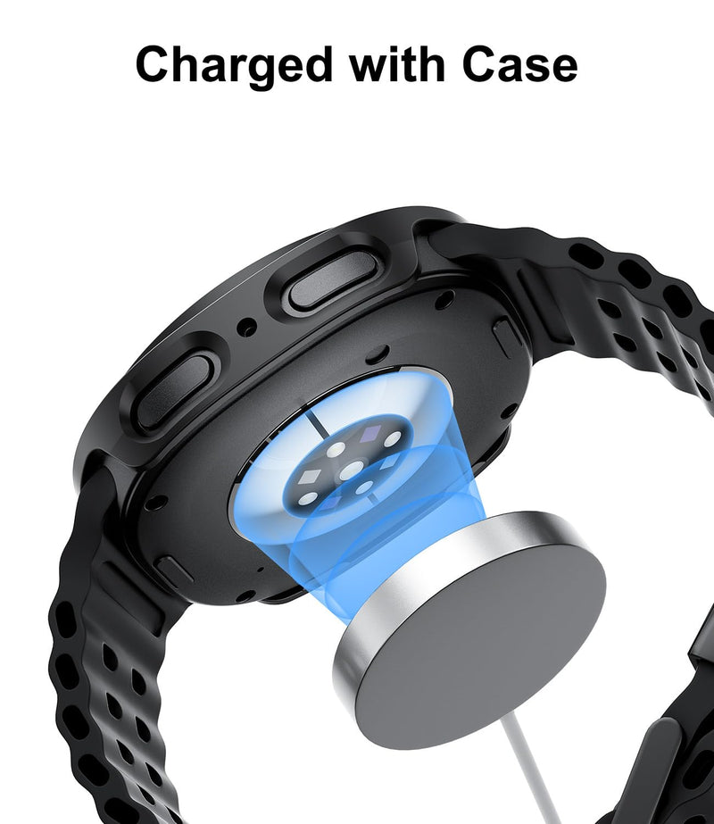 Case for Samsung Galaxy Watch 8 Watch 9 40mm Screen Protector Black | 2 Pack Hard PC Material Built-in HD Tempered Glass Screen Protector For Galaxy Watch 9/8 40mm