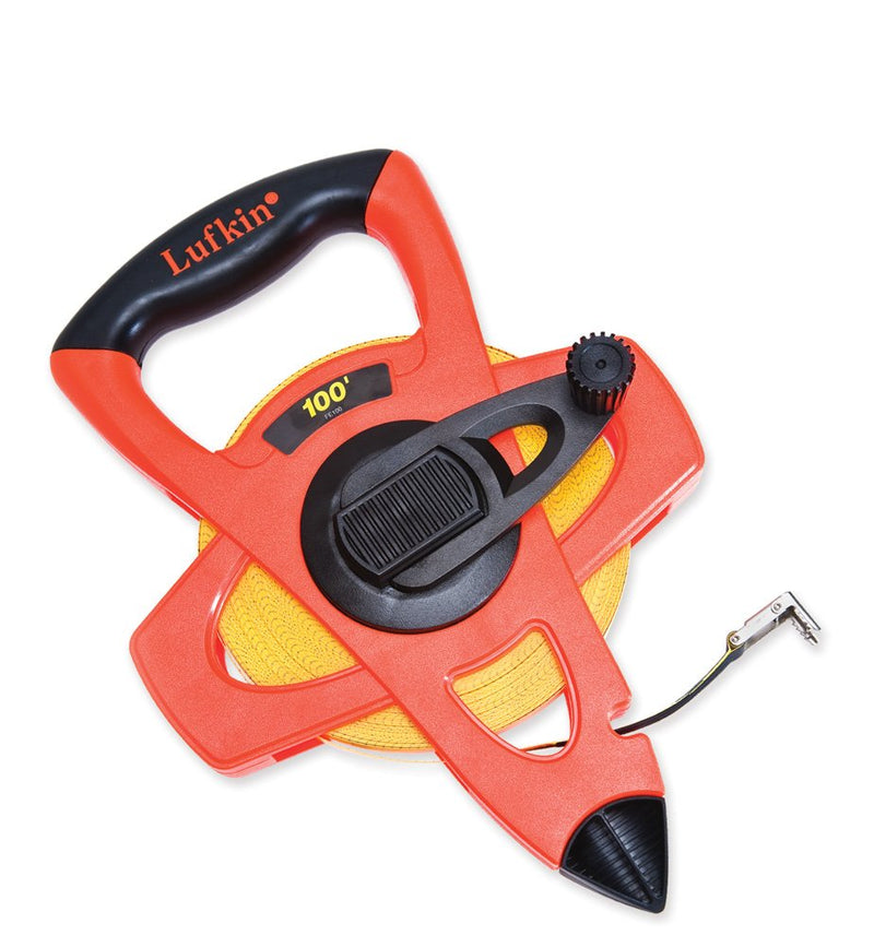 Crescent Lufkin 1/2" x 60m/200' Hi-Viz® Orange Fiberglass SAE/Metric Dual Sided Tape Measure - FM060CME