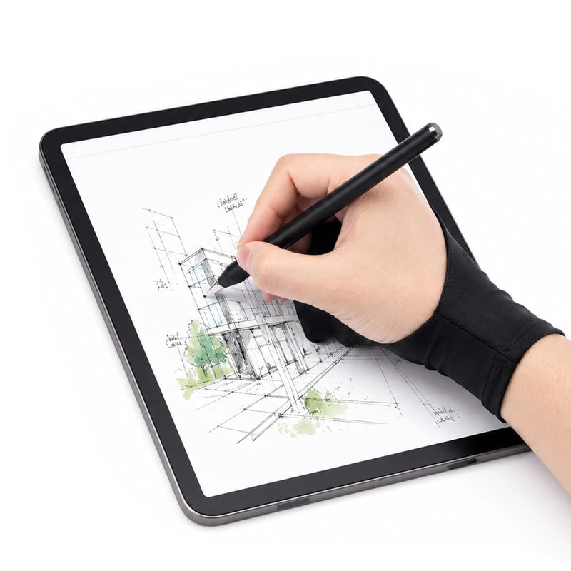 Gjinxi 4 PCS Artist Glove Digital Tablet Drawing Black Glove Smudge Guard | Fits Left Right Hand, 3-Layer Palm Rejection, Two-Finger, for Digital Drawing, Graphic Tablet, Paper Sketching